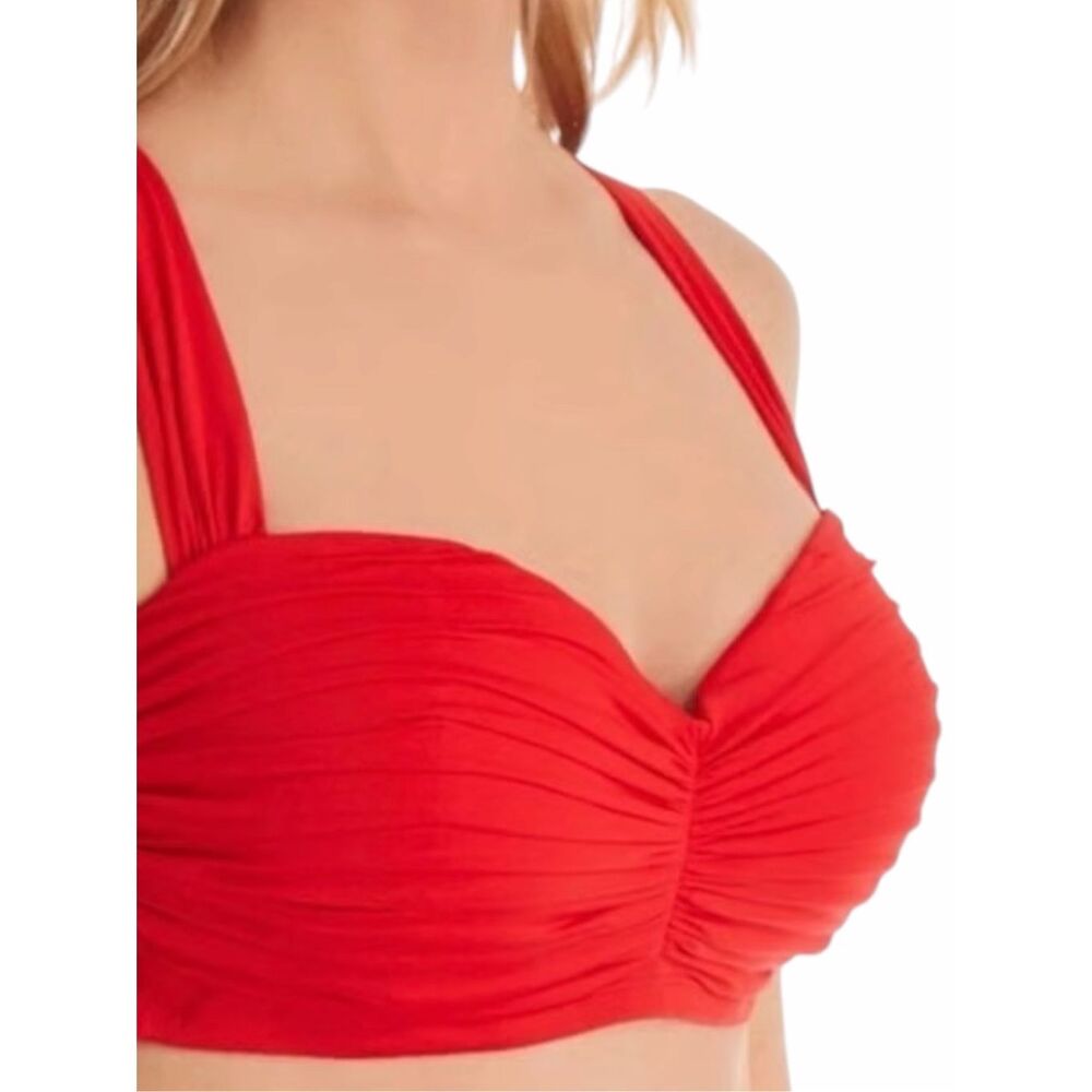 BLEU ROD BEATTIE Women’s Red Kore Shirred Underwire Bikini Top 36D